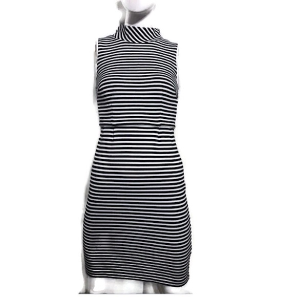Boden Dresses & Skirts - Boden Navy White Striped mock Turtle bodycon dress